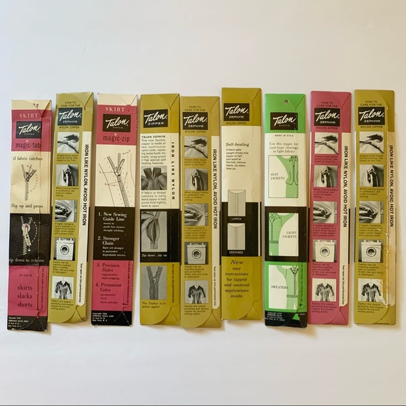 Vintage 1960s Talon/Zephyr zippers in original packaging - lot of 9 - Picture 2 of 5